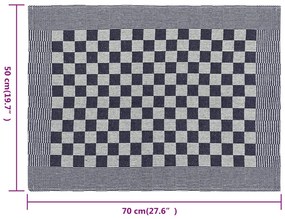 Panos de cozinha 50 pcs 50x70 cm algodão azul e branco