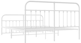 Estrutura de cama com cabeceira e pés 160x200 cm metal branco
