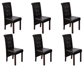 Cadeiras de jantar 6 pcs couro artificial castanho
