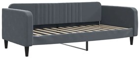 Sofá-cama com gavetão 90x200 cm veludo cinzento-escuro