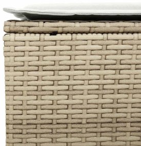 4 pcs conjunto de sofás para jardim c/ almofadões vime PE bege
