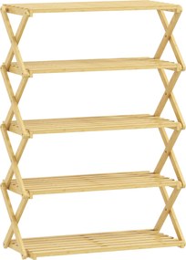 HOMCOM Sapateira Estreita de Bambu Dobrável de 5 Níveis para Entrada Corredor Quarto 60x29x88 cm Madeira | Aosom Portugal