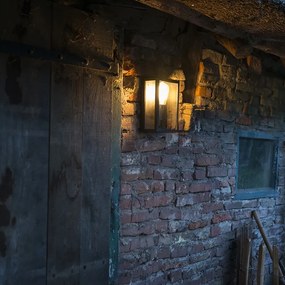 Candeeiro de parede exterior industrial preto com vidro 25,5 cm IP44 - Rotterdam