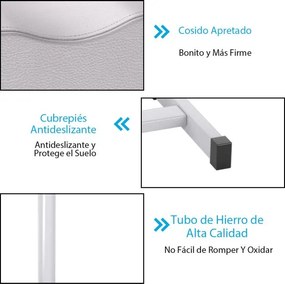 Apoio de pés para pedicure e manicure com altura regulável Almofada de 44-65 cm Equipamento profissional para salões de beleza Branco