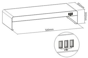 Suporte de mesa elevador para monitor + CROMAD USB HUB