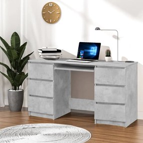 vidaXL Secretária 140x50x77 cm contraplacado cinzento cimento