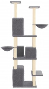 Árvore p/ gatos c/ postes arranhadores sisal 180cm cinza-escuro