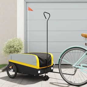vidaXL Reboque para bicicleta 45 kg ferro preto e amarelo
