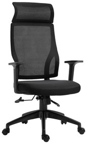Cadeira ergonômica giratória altura ajustável e reclinável até 120º 64x61x120,9-128,9 cm Preto