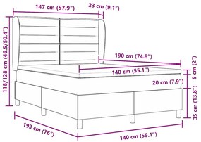 Cama Box com Colchão Castanho Escuro 140x190 cm, em tecido