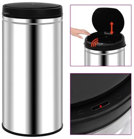 322696 vidaXL Caixote do lixo com sensor automático 70 L aço inoxidável