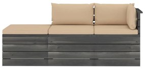 3 pcs conjunto lounge de paletes + almofadões madeira de pinho