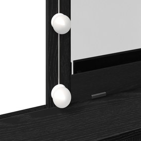 Mesa de Maquiagem com Espelho e Luzes LED Carvalho Preto Madeira Engen