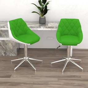 vidaXL Cadeiras jantar giratórias 2 pcs couro artificial verde/branco