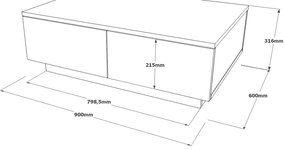 Mesa de Centro LV17 – Prateado e Antracite – 90x31,6x60 cm