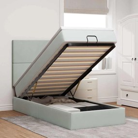 vidaXL Estrutura cama otomana colchões 90x200 cm veludo cinzento claro