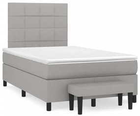 vidaXL Cama boxspring com colchão 120x190 cm tecido cinzento-claro