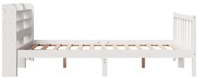 Cama sem colchão 140x200 cm madeira de pinho maciça branco