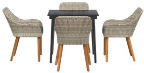 Conjunto de sala de jantar 5 pcs Cinza claro e preto
