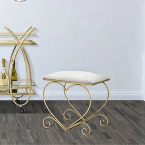 BANCO CORAÇÃO 50X37,5X51,5 CM DOURADO E CREME