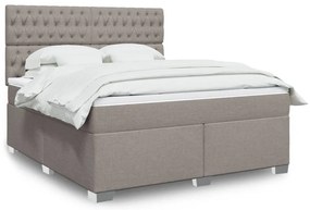 vidaXL Cama com molas/colchão 180x200 cm tecido castanho-acinzentado