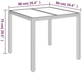 5 pcs conjunto de jantar p/ jardim c/ almofadões vime PE cinza