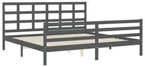 Estrutura de cama com cabeceira 200x200 cm madeira maciça cinza