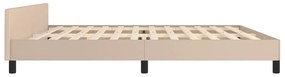 Estrutura cama cabeceira 200x200 cm couro artificial cappuccino