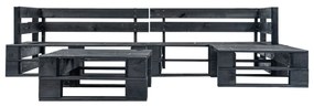 Sofás de paletes para jardim 4 pcs madeira preto