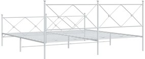 Estrutura de cama com cabeceira e pés 193x203 cm metal branco