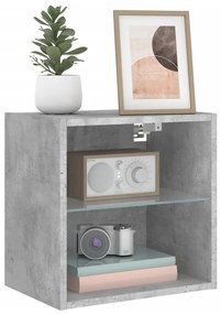 Mesa de cabeceira de parede com luzes LED cinzento cimento