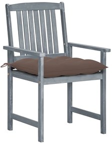 Cadeiras de jardim c/ almofadões 8 pcs acácia maciça cinzento