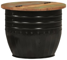 Mesa de centro 50x39,5 cm madeira recuperada maciça preto