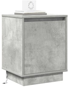 Mesas de cabeceira com luzes LED 2 pcs Cinza Concreto 39x34,5x50 cm