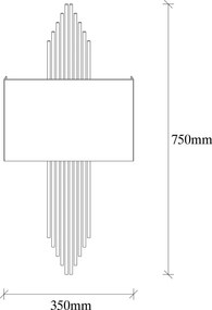 Aplique de Parede 621 – Preto – 75 x 10 x 22 cm
