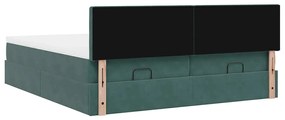 Estrutura de cama otomana com colchão verde escuro Veludo