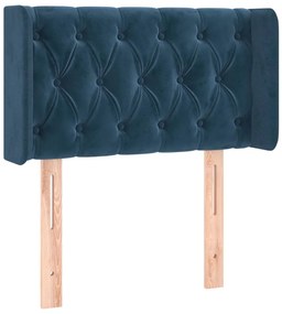 Cabeceira de cama c/ luzes LED veludo 83x16x78/88cm azul-escuro