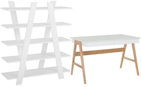 Conjunto de escritório em branco e madeira clara ESCALANTE/SHESLAY Beliani
