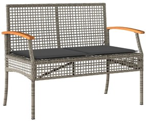 5 pcs conjunto de jantar p/ jardim c/ almofadões vime PE cinza