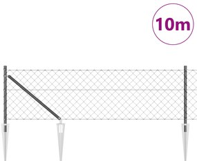 Cerca de Cadeia com 7 Postes de Espeto 0.4x10 m Aço Galvanizado