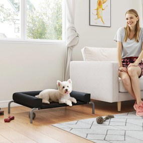 Cama elevada refrescante para cães, cama portátil para cães para interior e exterior, 90 x 65 x 30 cm, preta