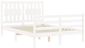 Estrutura de cama com cabeceira 120x200cm madeira maciça branco