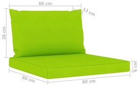 Sofá de jardim 3 lugares com almofadões verde brilhante