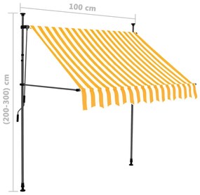 Toldo retrátil manual com LED 100 cm branco e laranja