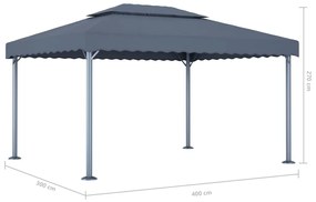 Gazebo 400x300 cm alumínio antracite