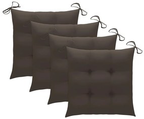Cadeiras de jardim dobráveis c/ almofadões 4 pcs teca maciça