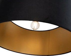 Candeeiro de Pé Ajustável Preto com Abajur Preto e Interior Dourado 50cm - Editor