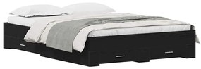 Estrutura de Cama com Gavetas Carvalho Preto Madeira Derivada