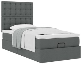 Estrutura cama otomana colchão 90x190 cm tecido cinzento escuro