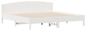 Cama sem colchão 200x200 cm madeira de pinho maciça branco